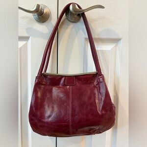 Hobo Burgundy Magnetic Closure Silver Hardware Shoulder Bag